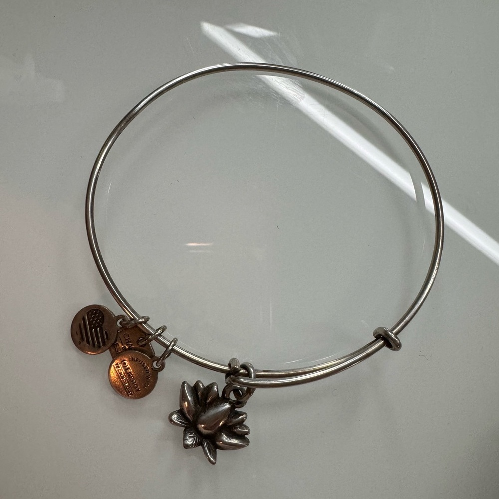Alex and Ani Silver toned Lotus bangle